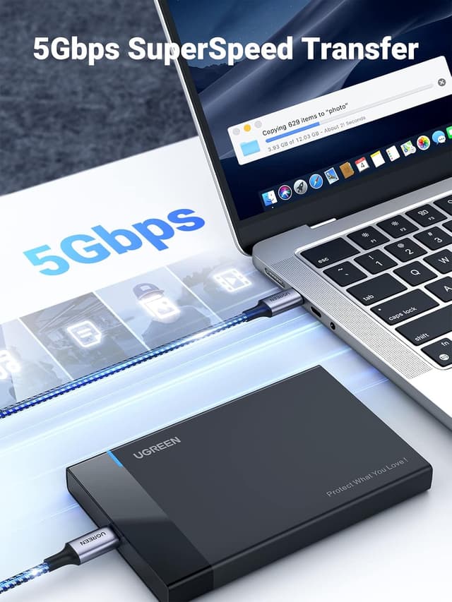 Detalle de UGREEN USB C to USB C Charger Cable 60W 1M ⚡