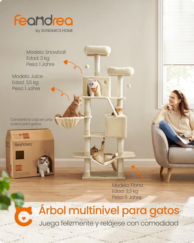 Thumbnail 2 de Feandrea PCT165W01 Árbol para gatos 168 cm