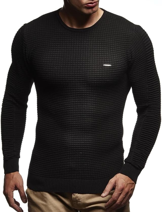 Detalle de Leif Nelson Pull en tricot fin à col rond pour homme (Regular Fit)