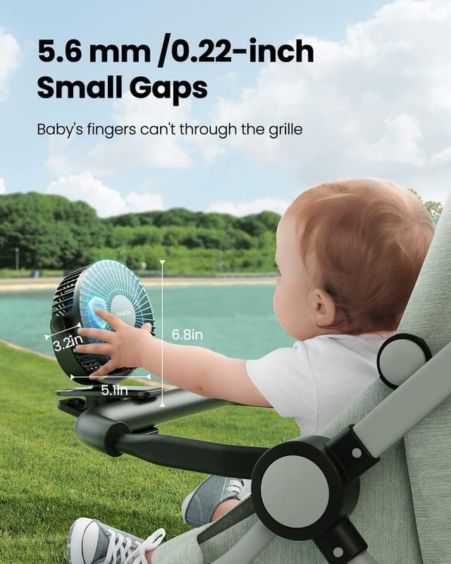 Detalle de gaiatop Portable Clip on Fan 3-speed USB desk fan 🌬