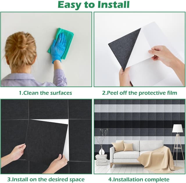 Detalle 2 de AGPTEK Akustikpaneele mit 12 Platten, 30x30 cm