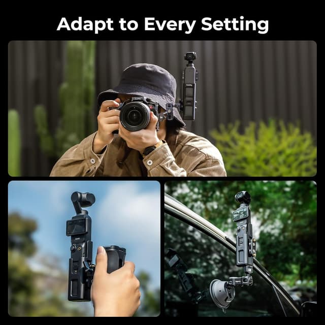 Detalle de SMALLRIG Adaptateur d’extension pour DJI Osmo Pocket 3 — demi-cage avec filetage 1/4”-20 et support rails OTAN