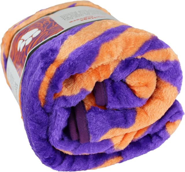 Detalle de College Covers Clemson Tigers Raschel Throw Blanket, 60 in by 50 in