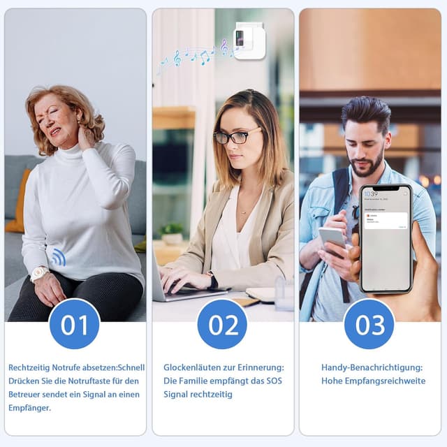 Thumbnail 3 de DAYTECH Notrufknopf für Senioren 1 Empfänger