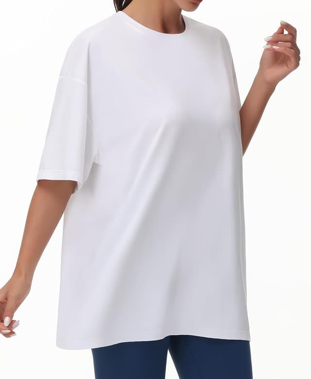 Detalle 2 de THE GYM PEOPLE T-Shirt oversize donna in jersey sportivo traspirante