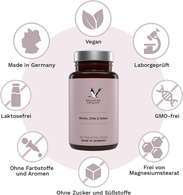 Detalle 1 de Biotin Zink Selen Tabletten mit 10 mg Zink