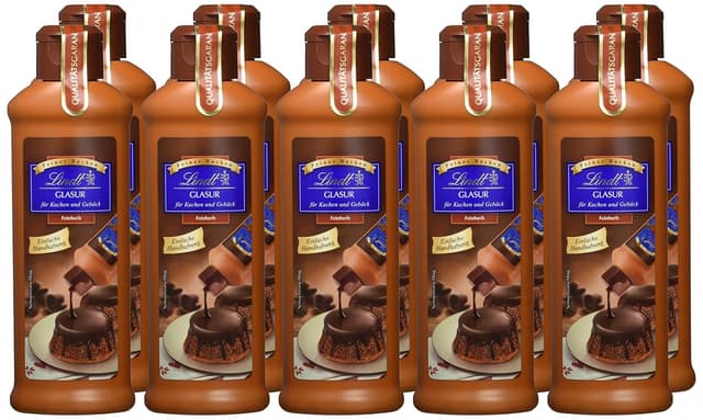 Detalle de Lindt GLASUR Feinherb – Schokoladen-Glasur für Kuchen, Torten & Gebäck (10 x 200 g)