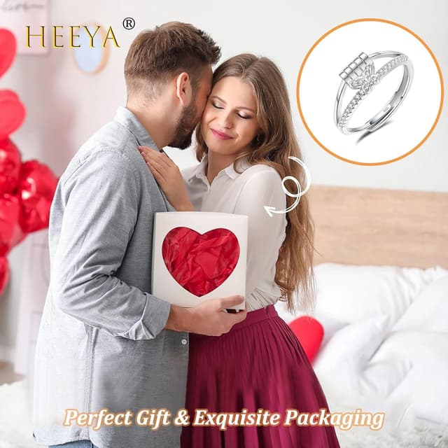 Thumbnail 6 de HEEYA Anxiety Ring für Damen aus Sterling Silber 925 mit Zirkonia – verstellbarer Spinner- und Anti-Stress-Ring