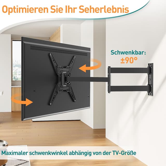 Detalle de ELIVED EV1035 Long Extension TV-Wandhalterung (796 mm) für 26–65 Zoll, Full Motion Eck-Wandhalterung bis 45 kg