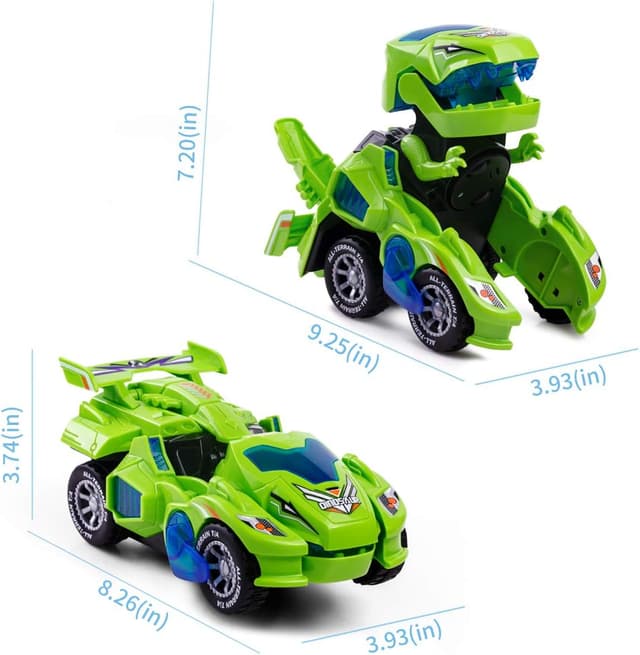 Detalle de Highttoy Transforming Dinosaur Electric Car Toy (Green) with Flashing Lights & Music