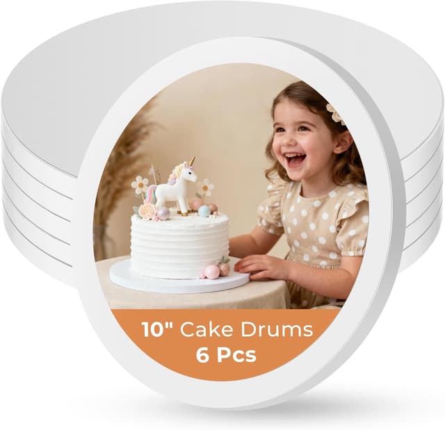 Detalle de Kootek 10-Inch Round Cake Boards (1/2-Inch Thick Cake Drum), White, 6-Pack