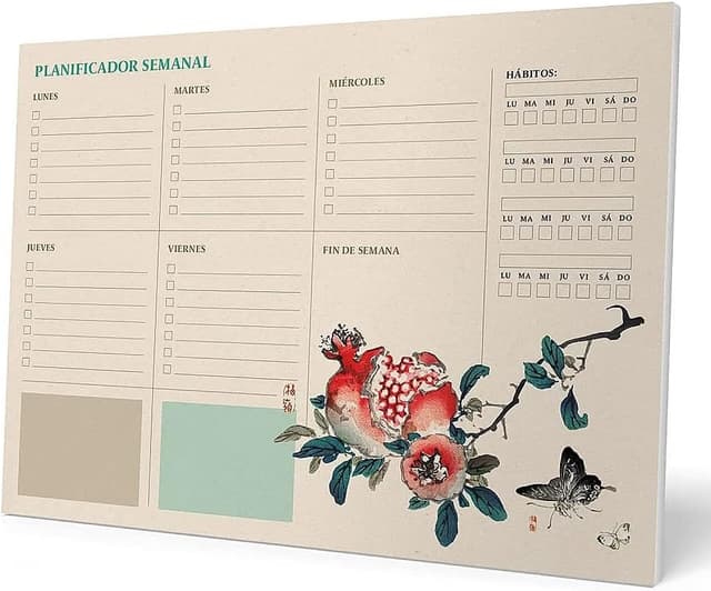 Detalle de Erik Wochenplaner Tischkalender Block A4 (ohne festes Datum) – Japanische Kunst, 54 Seiten