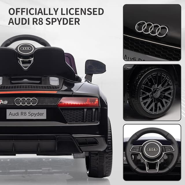 Detalle de Macchina elettrica per bambini 12V Edizione Polizia con telecomando 2.4G e luci LED (R8, nero)