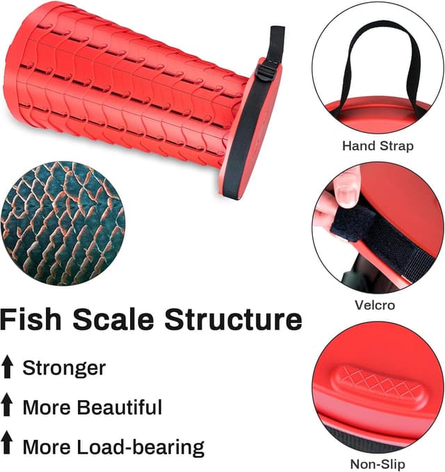 Thumbnail 3 de Hesanzol Tragbarer Teleskophocker (Klapphocker, einziehbar) bis 180 kg – für Camping, Garten & Angeln