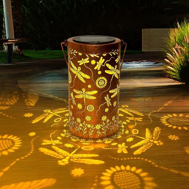 Detalle de Cawabocy Dragonfly Solar Lantern Garden Decor – Outdoor Waterproof Hanging Solar Light Ornaments