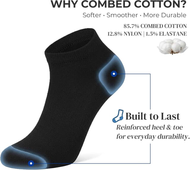 Detalle 2 de Wamicu 10 paires de chaussettes basses en coton peigné (unisex)