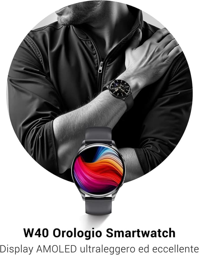 Detalle 2 de IOWODO Smartwatch Uomo Donna con schermo AMOLED da 1,43", chiamate Bluetooth e tracking salute