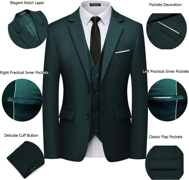 Thumbnail 3 de WULFUL 3 Piece Slim Fit Suit Set 1️⃣