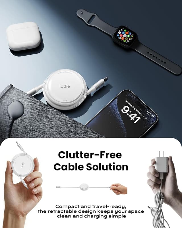 Detalle 2 de iOttie 100W Retractable USB-C Cable, 2-Pack