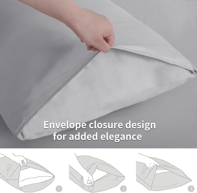 Detalle de Tifschlaf Tifschlaf Pillow Cases 2 Pack (Light Grey) – Super-Soft Brushed Microfibre Standard Queen Pillow Covers, Envelope Closure, 50x75 cm