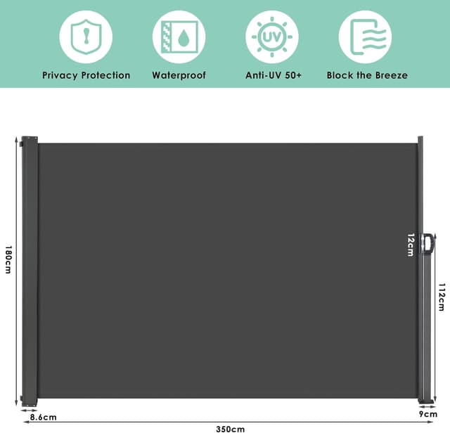 Thumbnail 2 de LIFERUN toldo lateral extensible 180x350 cm