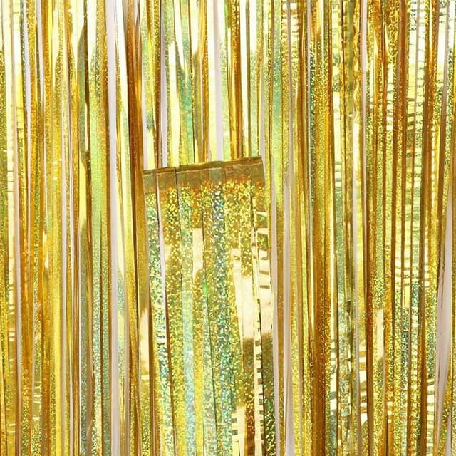 Thumbnail 2 de G2PLUS Cortina Fiesta 2PCS Foil Fringe Oro 1x2.5m 🎉