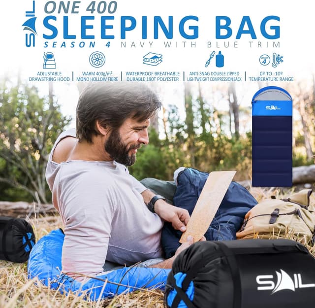 Detalle 2 de SAIL 3–4 Season Waterproof Sleeping Bag (Indoor & Outdoor) for Kids & Adults – 220 x 75 cm