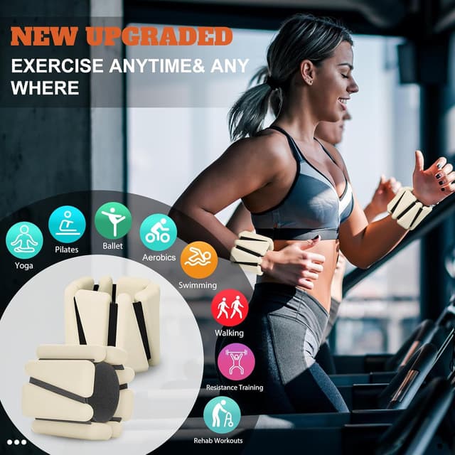 Detalle de Adjustable Ankle & Wrist Weights Set of 2 (1lb each) for Yoga, Pilates, Running and Rehab