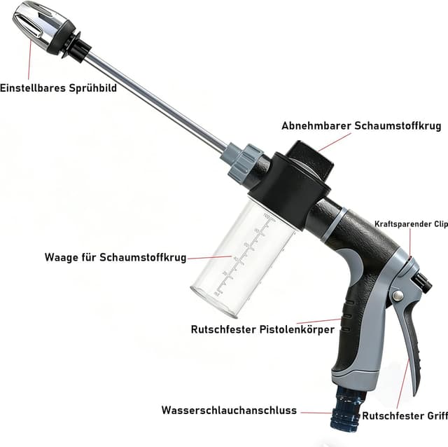 Detalle de FLYGRRIV Power Jet Hochdruckpistole für Gartenschlauch – 360° drehbare Düse mit einstellbarem Wasserdruck