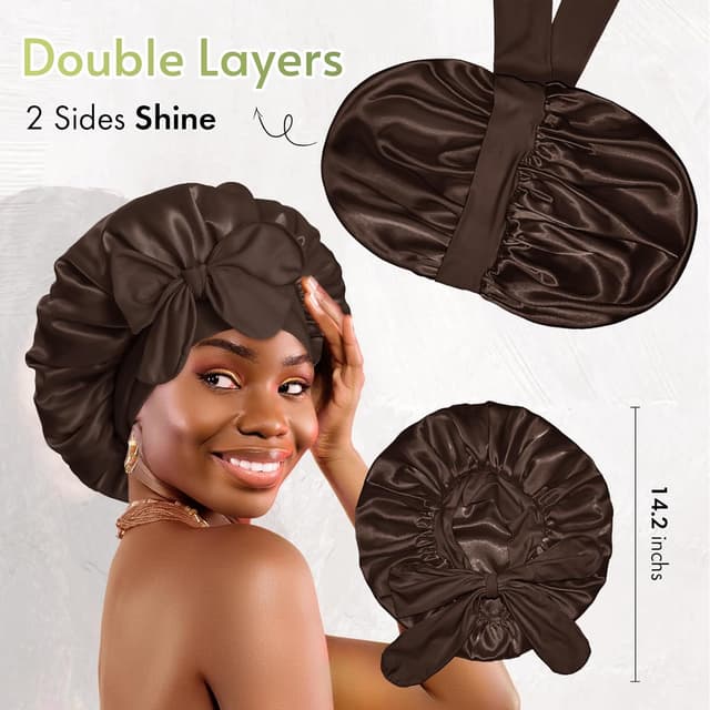 Detalle de Bonnet Queen silk hair bonnet for sleep
