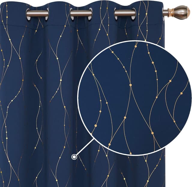 Detalle de Deconovo 63 Inch Navy Blue blackout Curtains