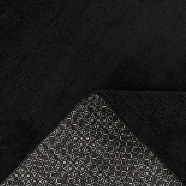 Detalle de Paco Home tapis de salon moelleux ultra doux à poils courts 120 cm rond noir (antidérapant, lavable)