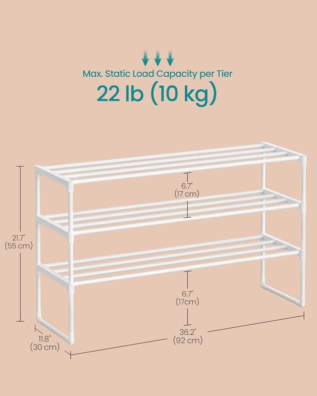 Thumbnail 2 de SONGMICS 3-Tier Shoe Rack