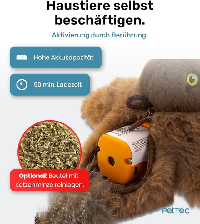 Detalle de PetTec Interaktives Katzenspielzeug mini Spatz