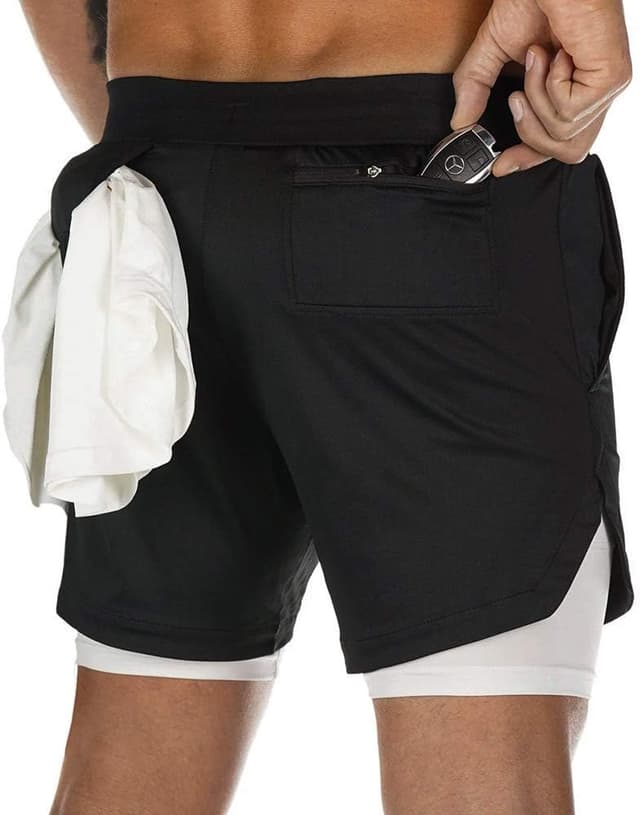 Detalle de Superora Herren Laufshorts 2-in-1 Sport Shorts mit integrierten Taschen