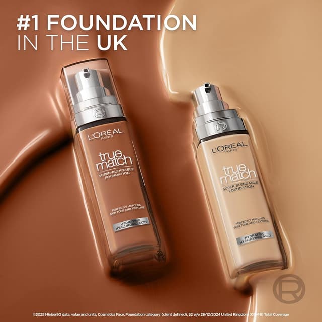 Detalle de L'Oréal Paris Perfect Match Make up fluide n° 5.5.R Rose Sun – fond de teint hydratant à l’acide hyaluronique et aloe vera, 30 ml