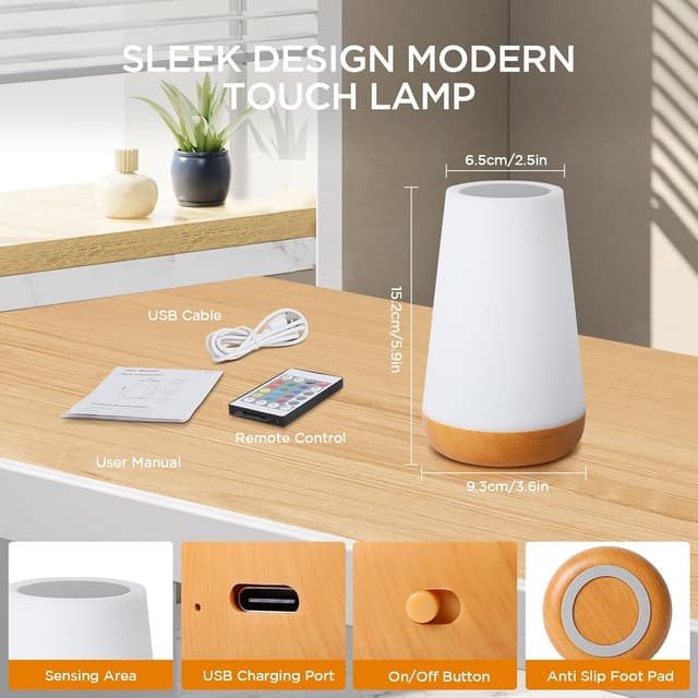 Thumbnail 1 de Romon Lampada da Comodino Luce Notturna