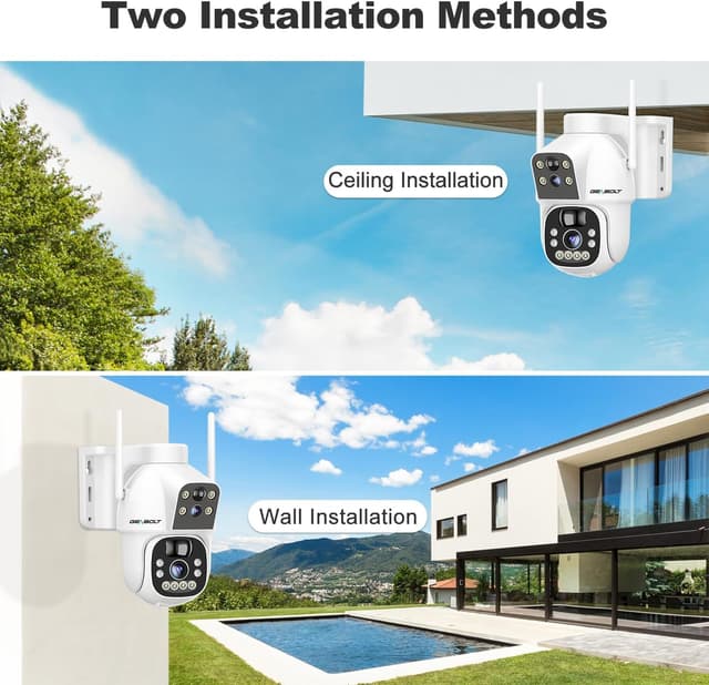 Detalle 2 de GENBOLT Solar WiFi Security Camera Outdoor Wireless with Dual Lens Spotlight, Dual View & PIR