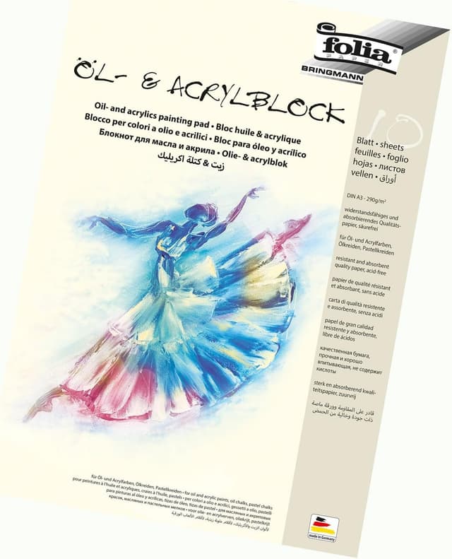 Detalle de Folia 8363 – Bloc de 10 feuilles A3 (290 g/m²) pour peinture à l’huile, acrylique et pastels