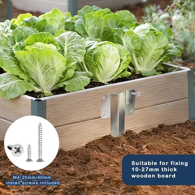 Detalle de 10 Pack Railway Sleeper Brackets (Galvanised Steel) with 60 Screws & Glove for Garden Edging, Raised Beds & Fence Posts