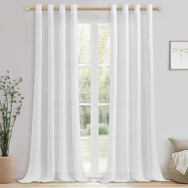 Imagen de CUTEWIND Vorhang Weiss Leinenoptik 245 cm en OfertitasTOP