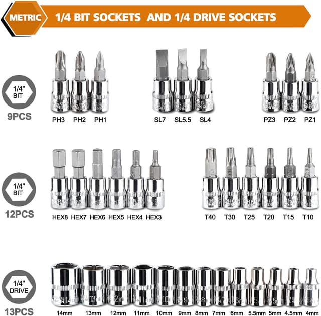 Thumbnail 1 de EGOFINE 46‑piece 1/4" drive socket set