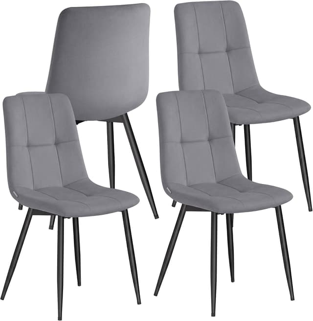 Detalle de VASAGLE Velvet Dining Chairs (KDC080GN02) – Upholstered kitchen chairs, set of 4, slate grey