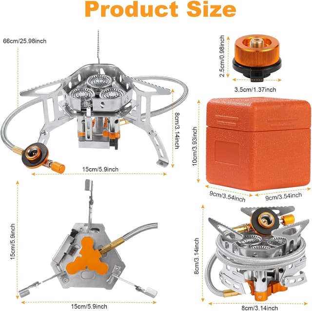 Detalle 2 de Adiwo Camping Gas Stove windproof backpacking burner (up to 6800W, foldable rocket stove)