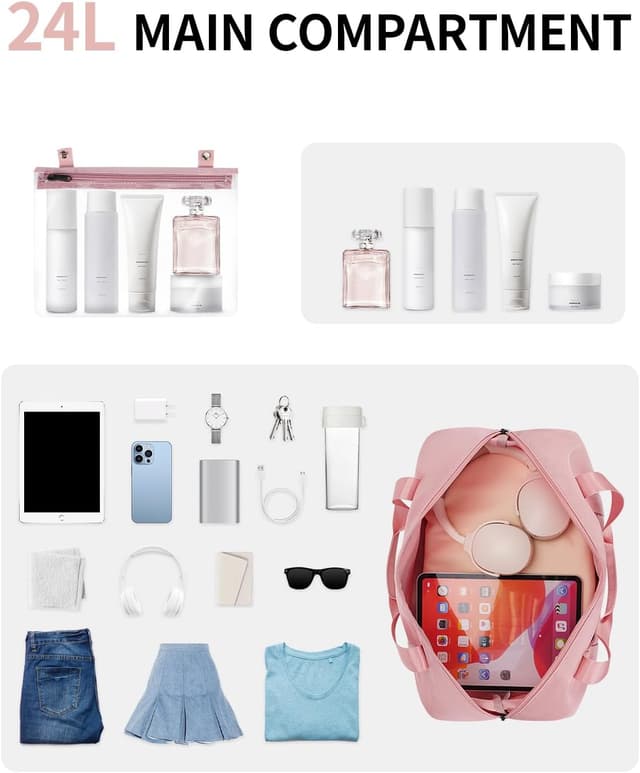 Detalle de ECOHUB 20L Ryanair Handgepäck Tasche 40x20x25 mit Nass-Tasche (faltbar) – Rosa