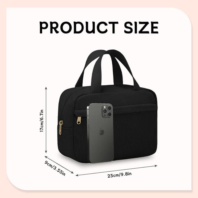 Detalle 2 de Aucuu Borsa cosmetica in velluto a coste 25x9x17 cm con doppia zip e organizer interno