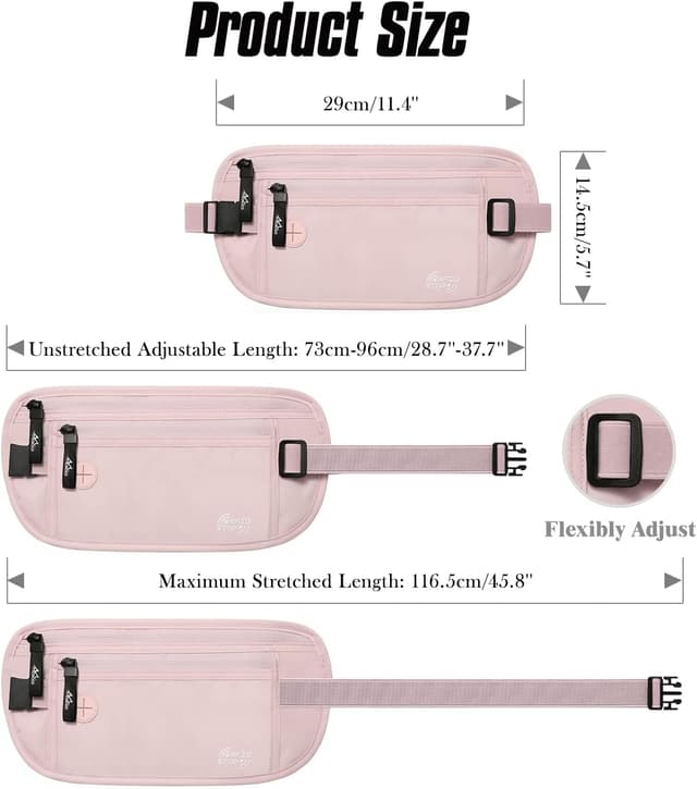 Thumbnail 5 de MoKo Secure Travel Money Belt RFID Pink