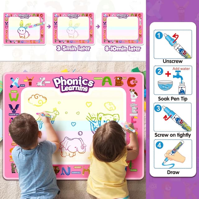 Detalle 2 de Grriopi Water Drawing Mat Gifts for 2-6 Year Old Girls