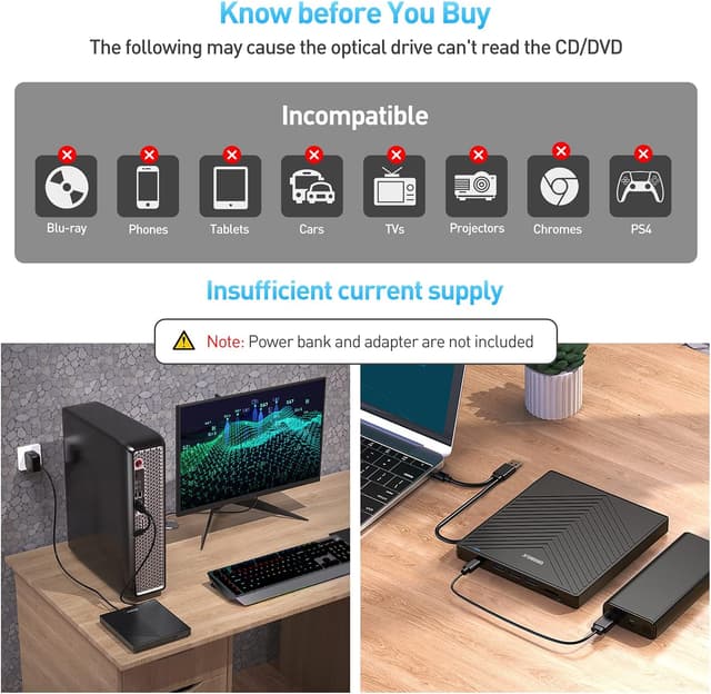 Thumbnail 6 de ORIGBELIE Lector CD DVD Externo USB 3.0