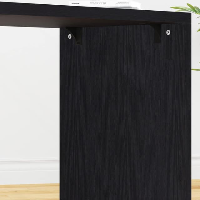 Detalle de HSH Eckschreibtisch in L-Form mit Schubladen, umkehrbar – großer Workstation-Arbeitsplatz (schwarz, 150 cm)
